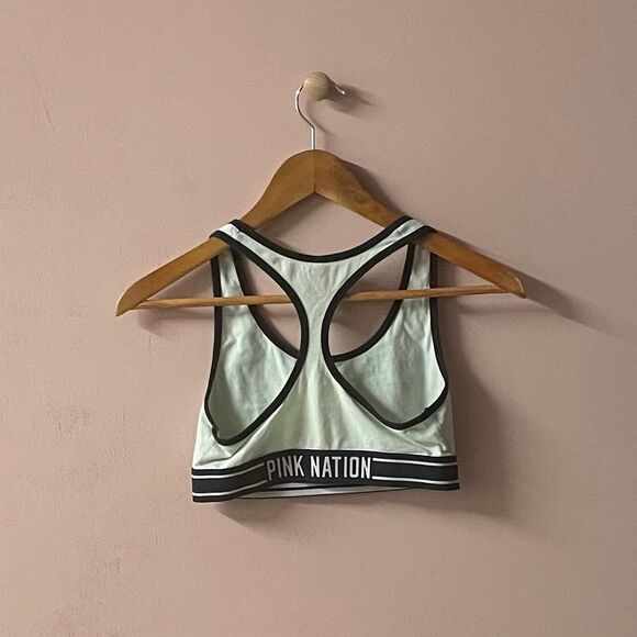 Pink Victoria’s Secret Mint/Black Aloha Beaches Pink Nation Sports Bra Sz M GUC - Picture 2 of 10